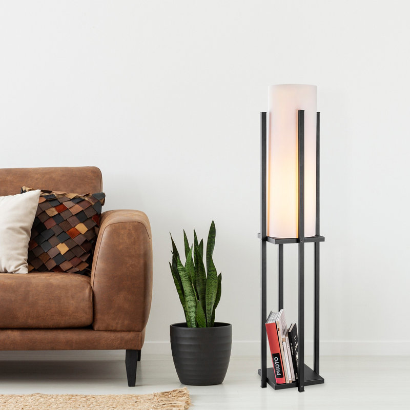 Lampe sur pied colonne 9,83 "Cawe, Noir, Blanc