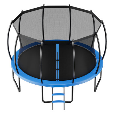 Trampoline d'extérieur, trampoline récréatif de 15 pi, trampolines approuvées par l'ASTM avec filet d'enclos et coussin épaissi, capacité de poids maximale de 470 lb, trampolines de jardin antirouille pour enfants et adultes