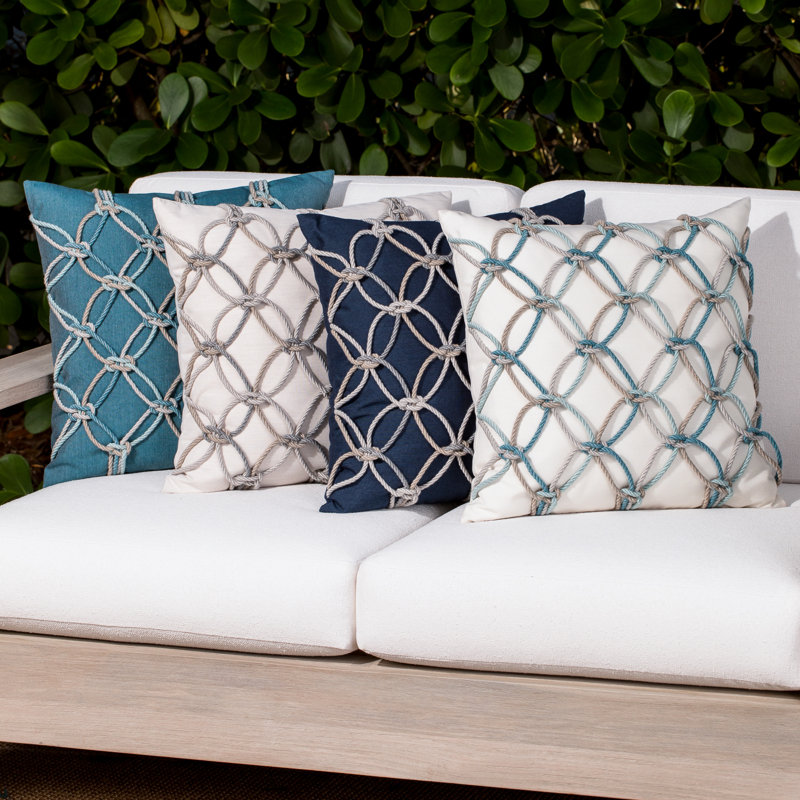 Rope Sunbrella® Square Indoor/Outdoor Throw Pillow Cover & Insert by Elaine Smith, Grigio
