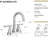 Finish Bathroom Faucet, 7.84" High, 2, , Ss304 & Zinc Alloy, Abs Handles For Easy Use, Pull-Out Head, Fine Ceramic Cartridge, 1.2 Gpm Flow Rate, 360 Swivel Spout, Deck Mounted, Plate, Stain Sink-121615841