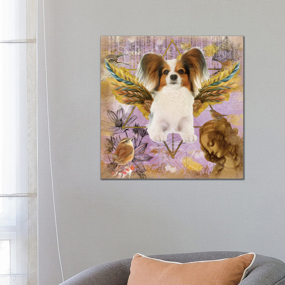 Papillon Hund Engel Da Vinci von Nobility Dogs - Ohne Rahmen Galerie-umwickelte Leinwand Giclée auf Leinwand