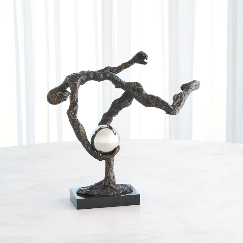 Tripped Up Sculpture-Bronze W/Nickel Sphere