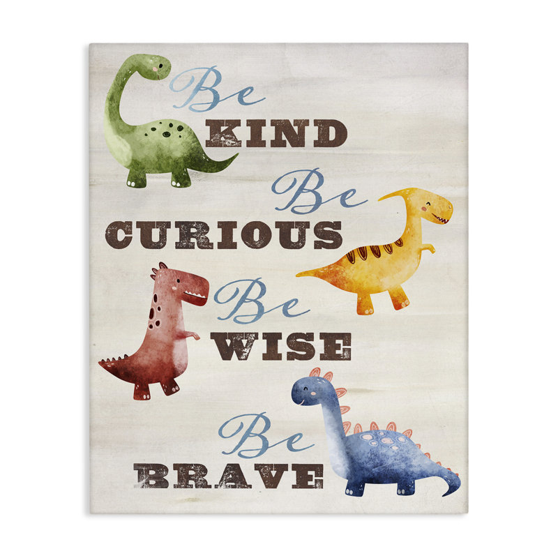 Art mural sur toile Kind Curious Wise Dinosaurs, conception par Susan Arnot, H 30 po x l 24 po