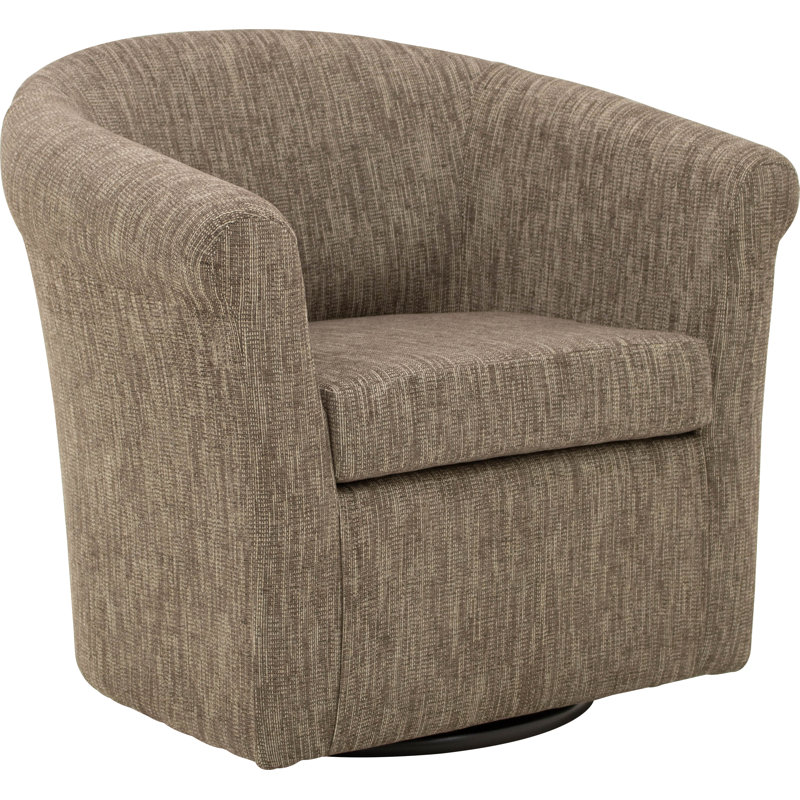 Anstett Upholstered Swivel Barrel Chair, Hapden Mocha 100% Polyester