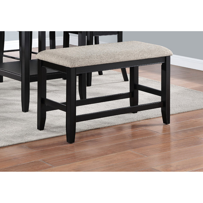 Banc rectangulaire à hauteur de comptoir avec assise et repose-pieds rembourrés gris pour une utilisation à l'intérieur