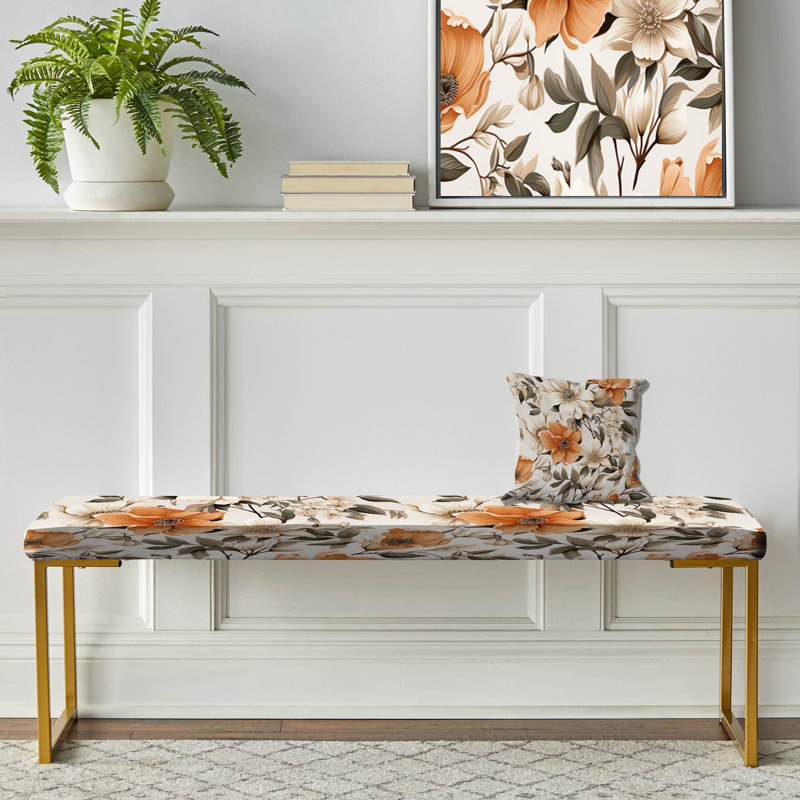 Banc rembourré or, Vintage Florals