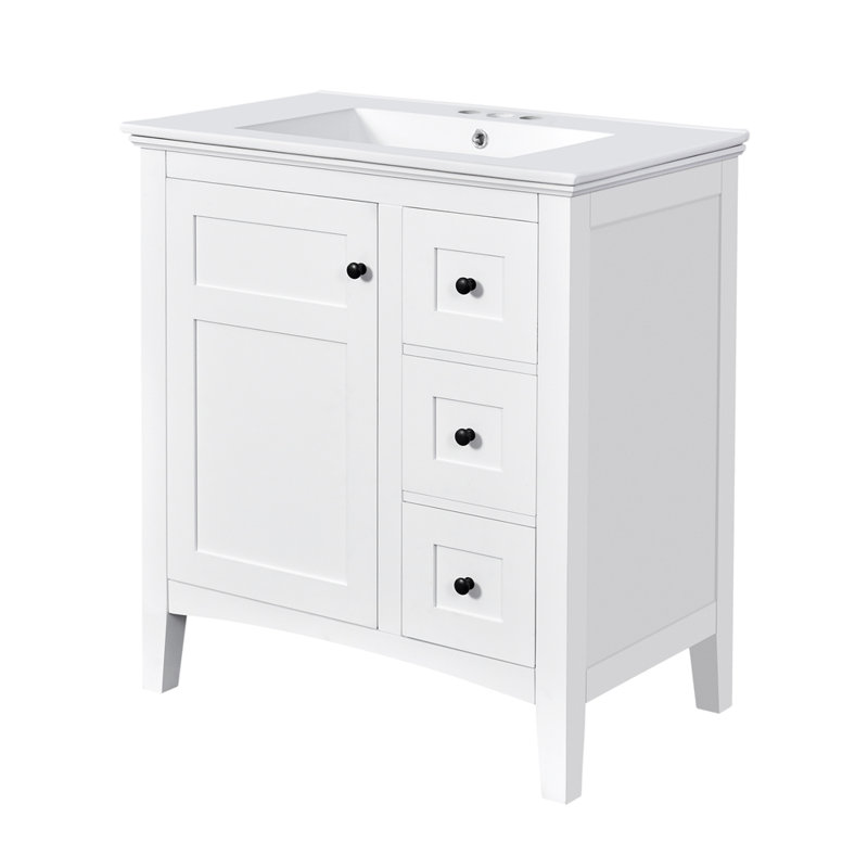 Meuble-lavabo 30 po avec lavabo en céramique, Blanc