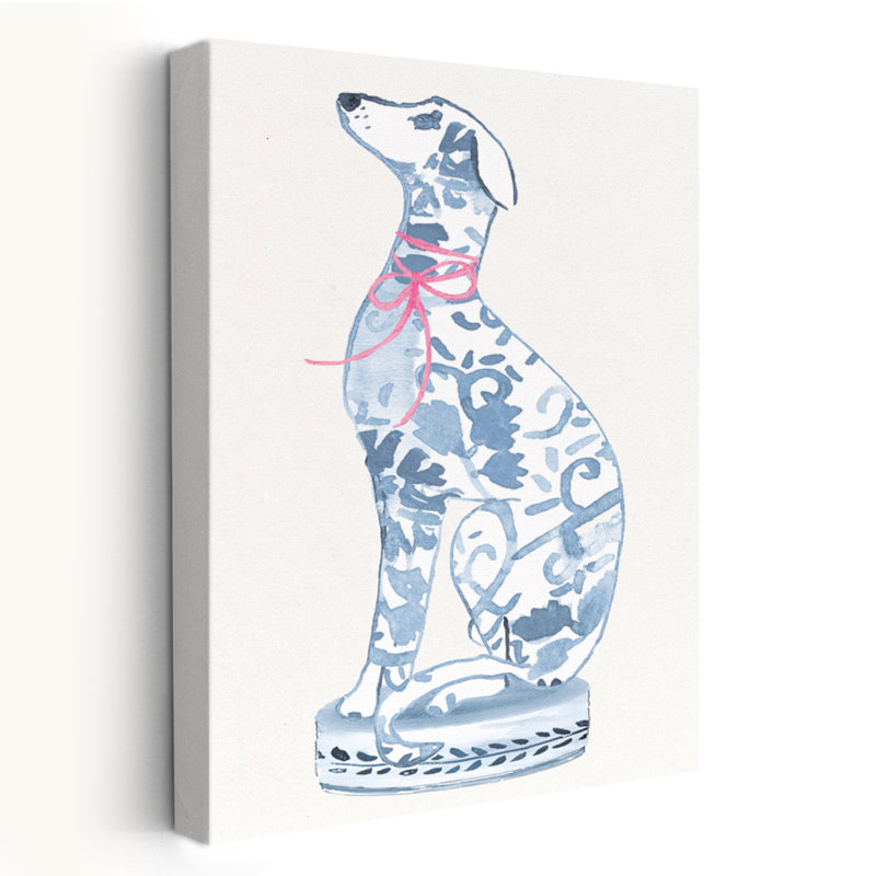 Chien BCBG et contemporain chinois à rayures III, H 36 po x l 24 po
