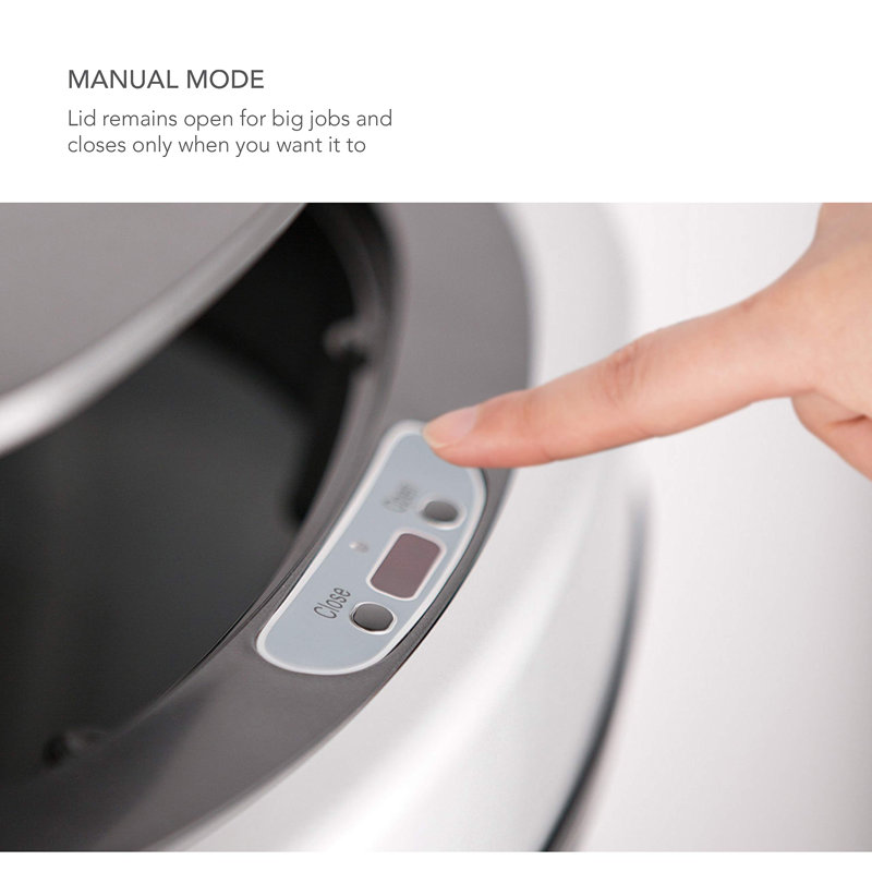 11.1 Gallon Silver Stainless Steel Touchless Motion Sensor Trash Can