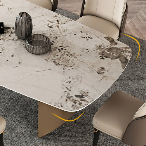 Mercer41 Dashona White Rectangular Sintered Stone Dining Table with ...
