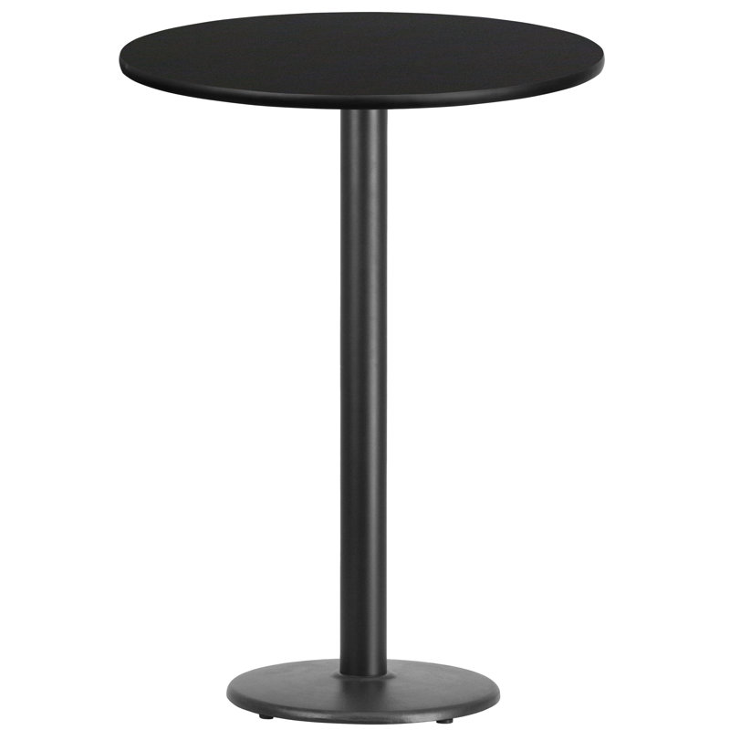 Plateau de table rond en stratifié de 24 po avec base de bar ronde de 18 po Jamey, H 43,12 po x l 30 po x L 30 po, Noir