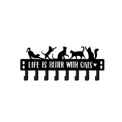 Organisateur de chat en fer sans porte, 8 crochets polyvalents pour mur ou porte