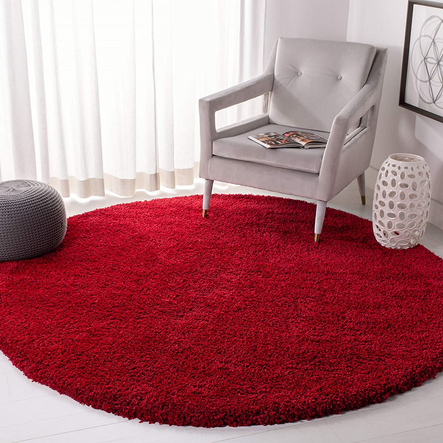 17 Stories Annicia Solid Colour Machine Woven Red Area Rug & Reviews ...