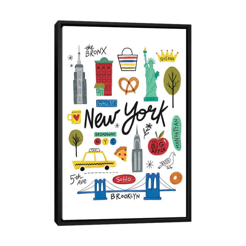 «City Love I» par Nina Seven - impression d'art graphique, H 60 po x l 40po x P 1,5 po, Toile avec cadre noir