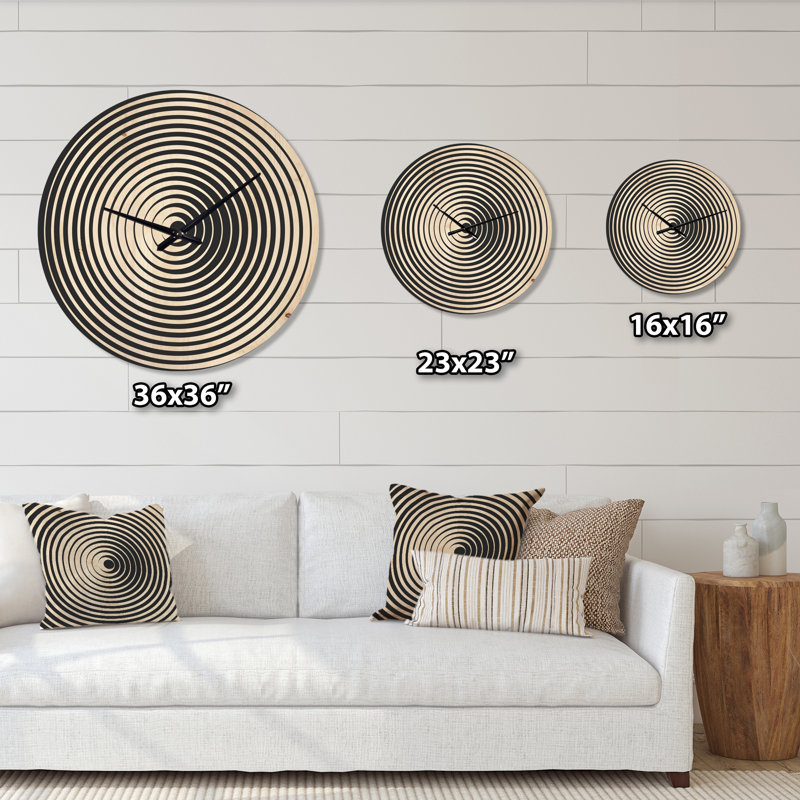 Horloge murale moderne en bois noir et blanc, Moyenne