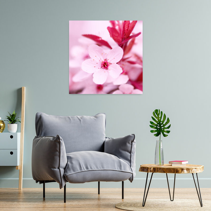 Art floral contemporain rose, H 48 po x l 48 po