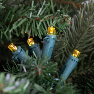 LED Wide Angle Christmas Lights 33' Green Wire Yellow 100 Ct