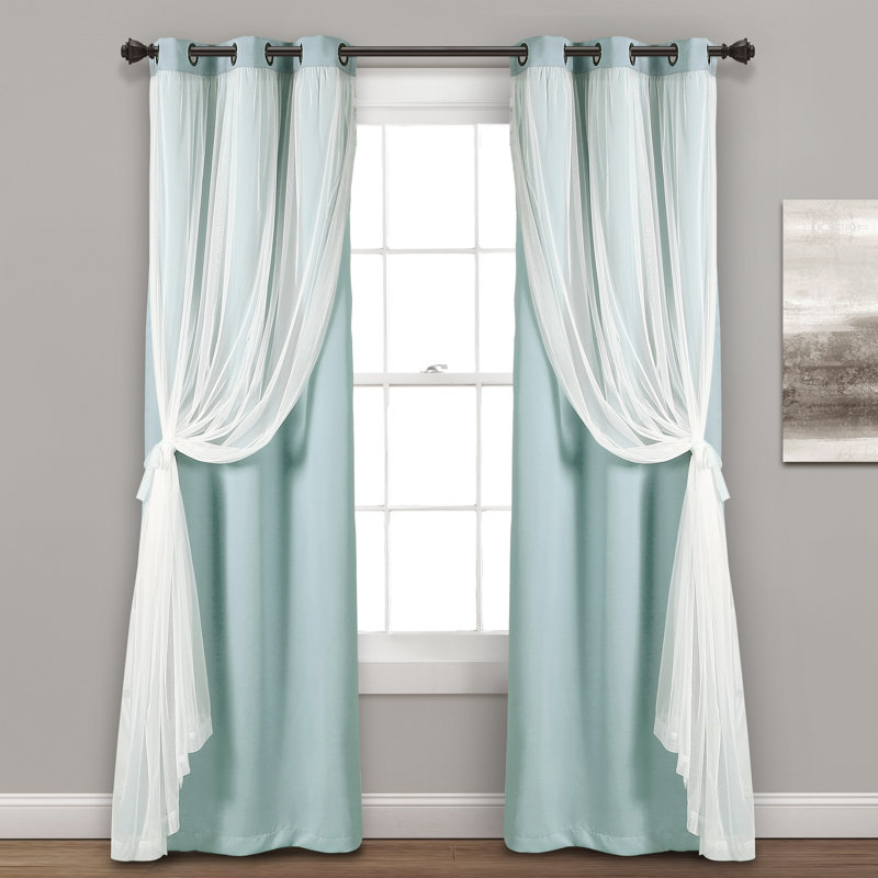 Ensemble de panneaux transparents avec œillets Lush Dcor 38 x 108, Bleu, L 38 po x L 95 po