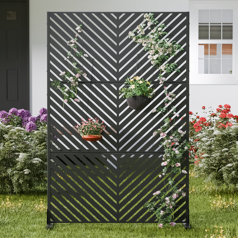 Paravent d'extérieur rectangulaire en métal 72 "x 47", Noir