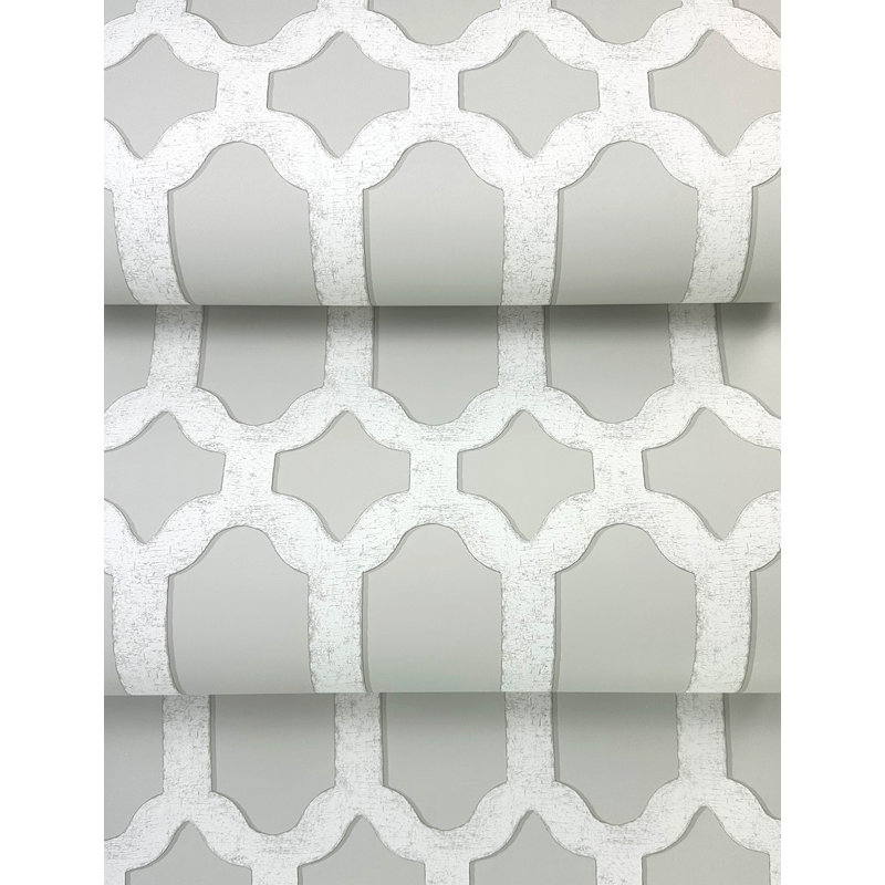 Papier peint treillis cerfeuil, Gris