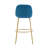 Indoor Metal Upholstered Barstool, Gold Finished Frame And Blue Upholstery, Set Of 2