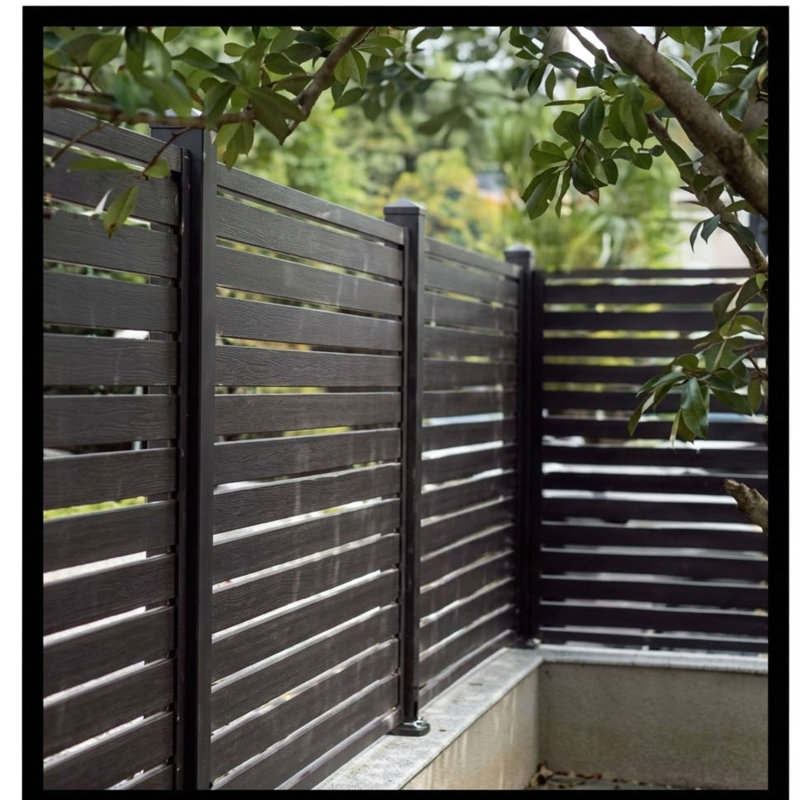 6ft High Aluminium Slatted Fence Kit with 100mm Slats - Modern Garden Fencing (Black & Anthracite Grey), Black