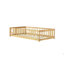 Lit simple au sol avec clôture et porte, lit en bois d'hévéa-124917373-124917374