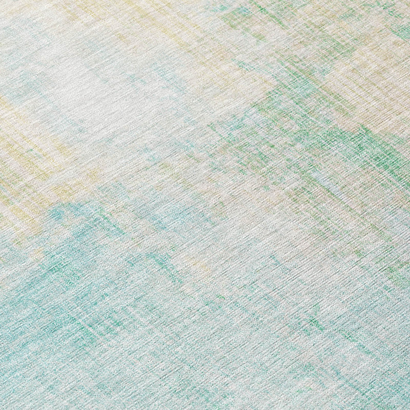 Machine Washable Indoor/Outdoor Xhevrie Teal Rug, Rectangle 10' x 14'