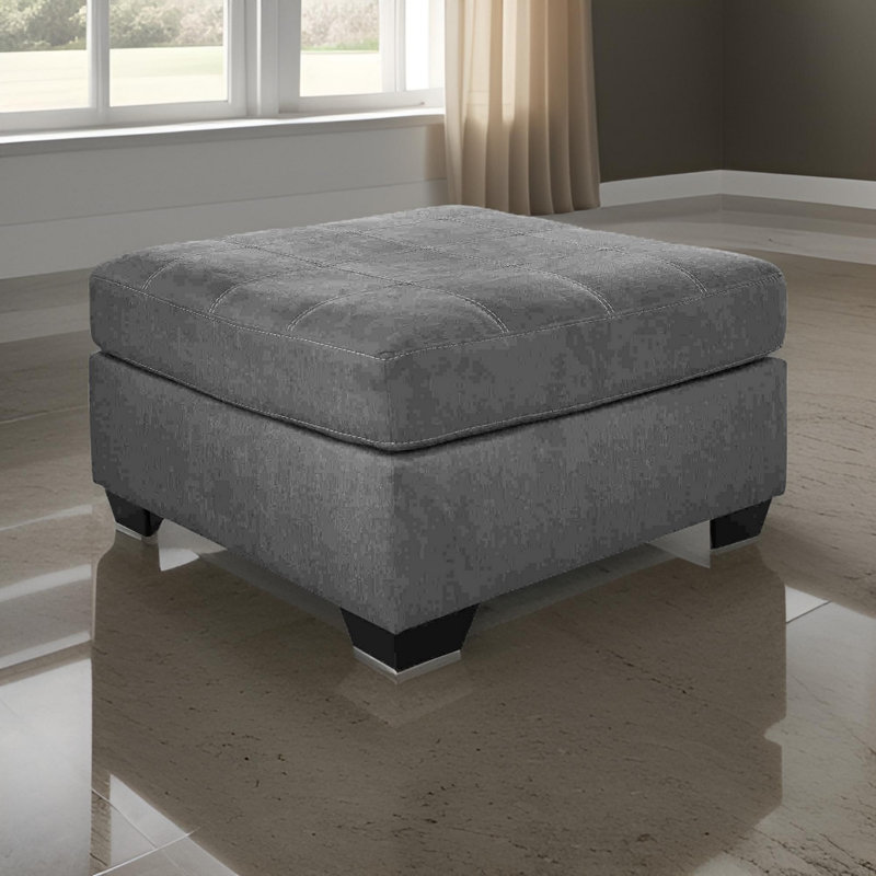 Repose-pieds d'appoint surdimensionné avec coutures, gris, Velours gris