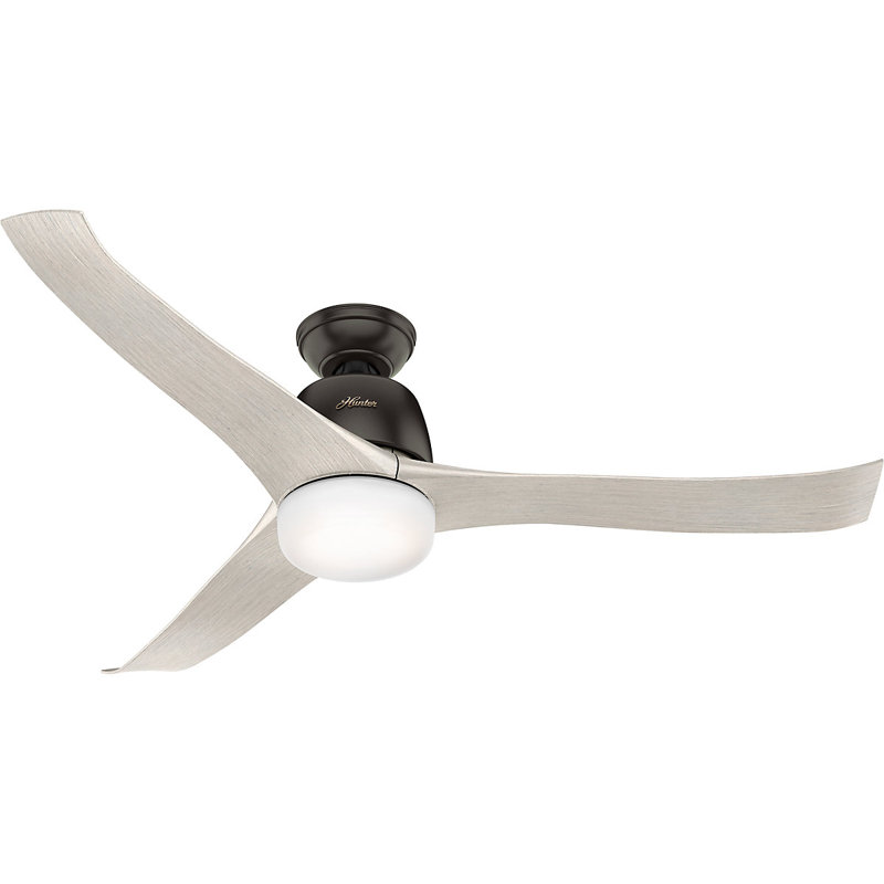 137cm Ceiling Fan with Light Kit, Light Grey Oak, Fine Bronze