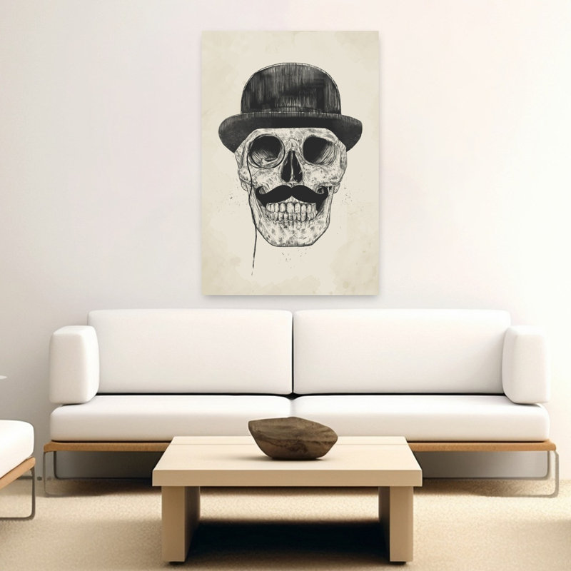 Dapper Gentleman Skull Abstract Contemporary Wall Art Print by Balazs Solti - Print, 152.4cm H x 101.6cm W