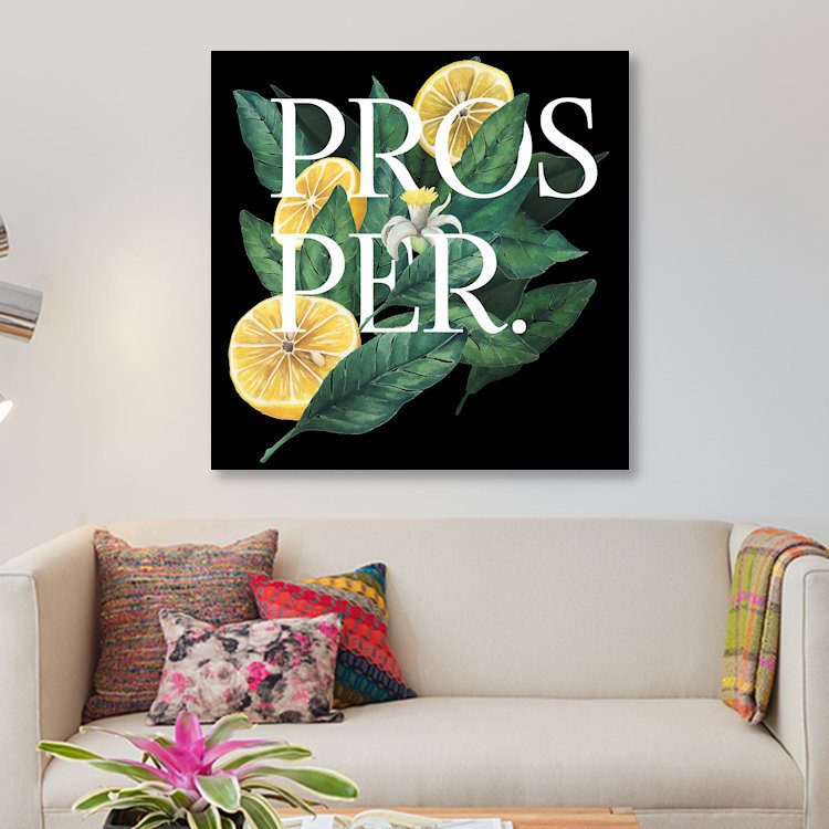 « prospér & prospére i », impression sur toile, H 12 po x l 12 po x P 0,75 po, Pas de tapis, Toile tendue