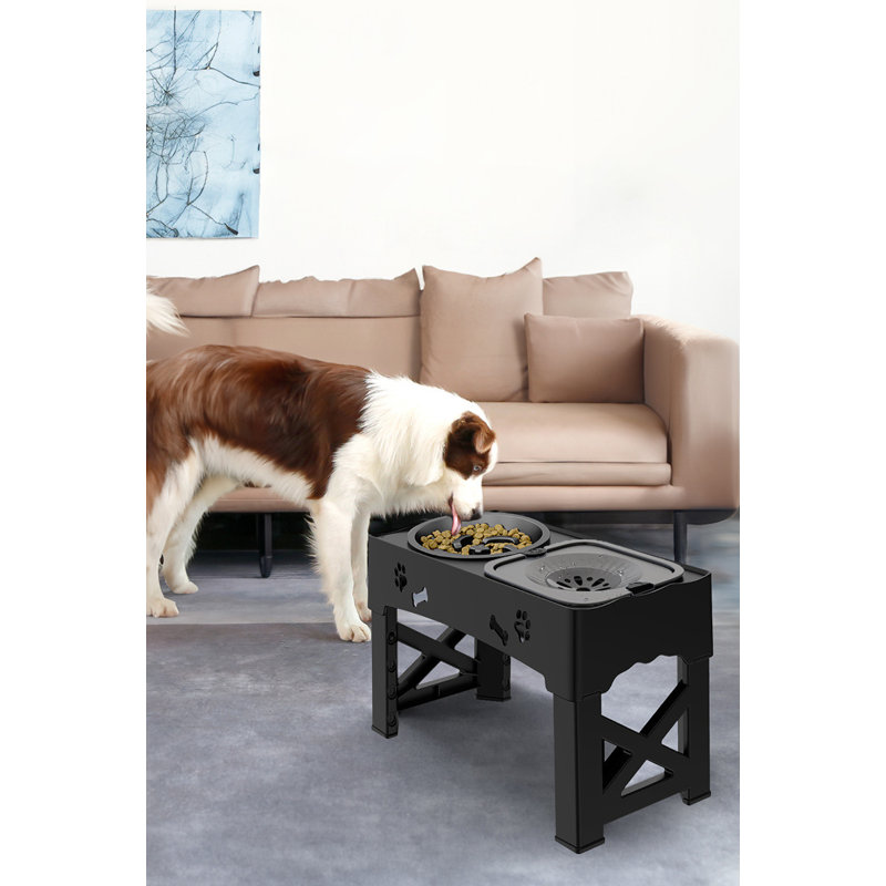 Elevated Pet Slow Feeder With Dual Bowls