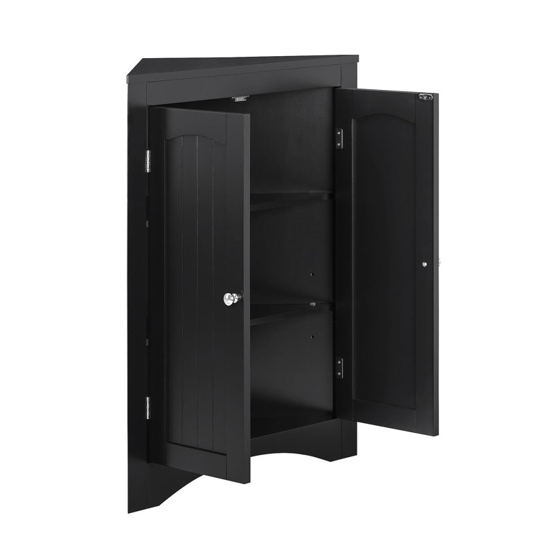 Armoire de coin multifonctionnelle de 36 pouces avec tablettes réglables - Armoire de rangement en panneau de fibres à densité moyenne imperméable pour salle de bain, cuisine et salon, autoportante avec portes, quincaillerie anti-chute, assemblage facile