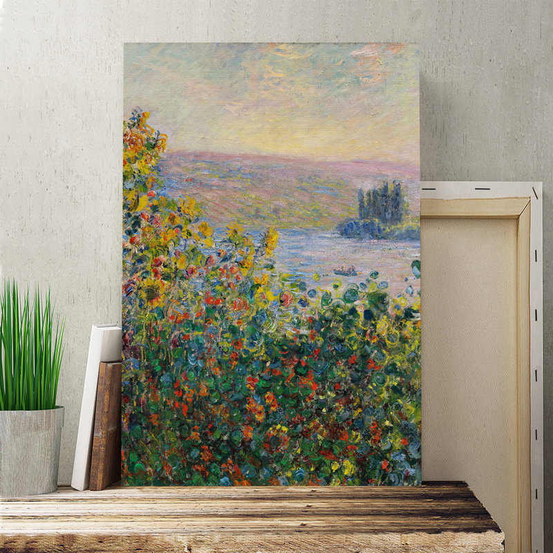 Flower Beds at Vetheuil by Claude Monet - Wrapped Canvas, 100cm H x 70cm W