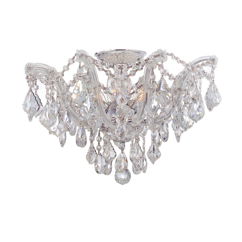 Weekes 5-Light 19" Semi Flush Mount, Polished Chrome, Swarovski Elements
