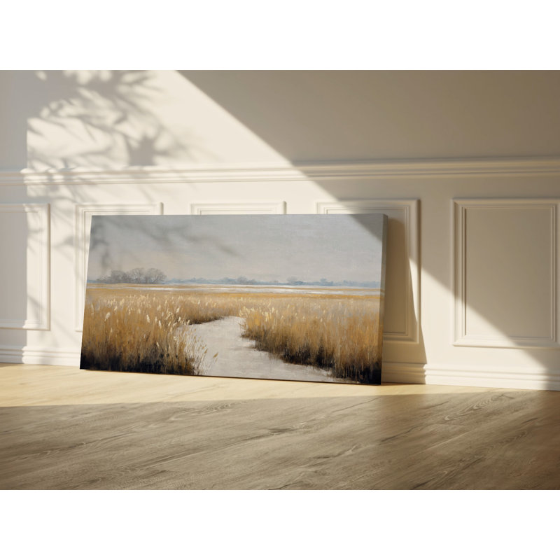 Golden Meadow Farmhouse Ready-to-Hang Canvas Wall Art, 40" H x 80" W x 1.5" D