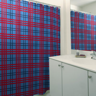 Plaid Shower Curtain with Liner Included