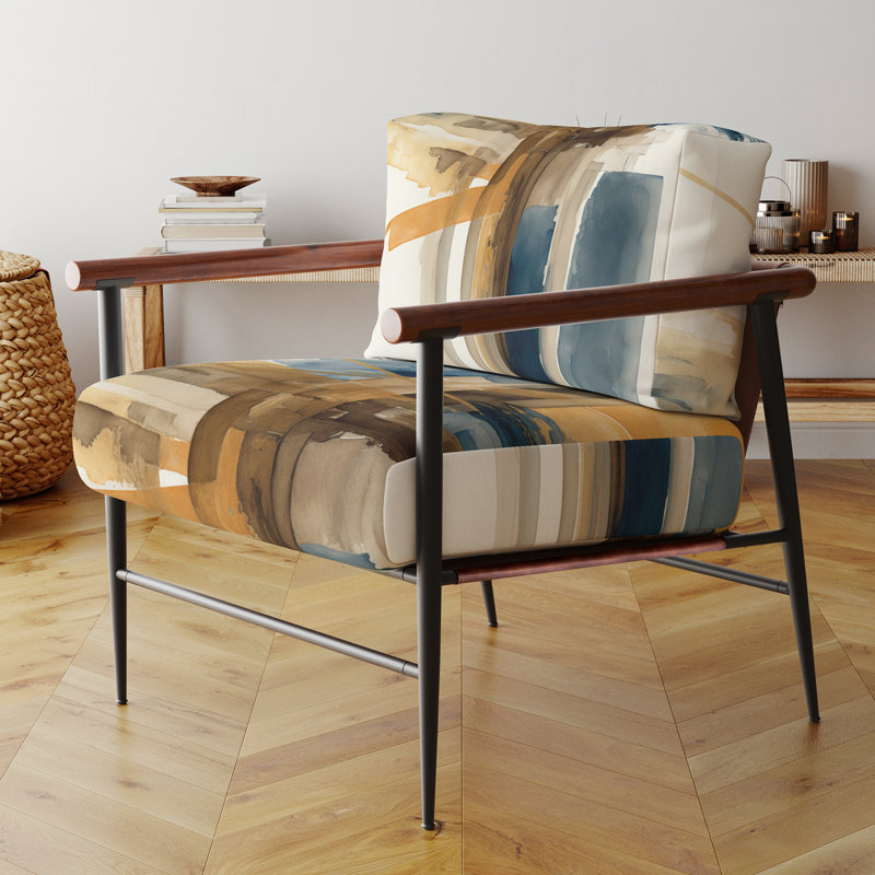 Modern Watercolor Abstract I - Chaise rembourrée avec accoudoirs, Doré