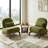Cute Velvet Accent Chair with Solid Wood Legs, Comfy Armless Reading Chair with Soft Thick Cushion, Cozy Single Lounge Chair for Living Room, Bedroom, Apartment, Waiting Room, Balcony-1294950825