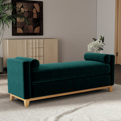 Banc de 66 po avec deux coussins ronds pour la chambre à coucher