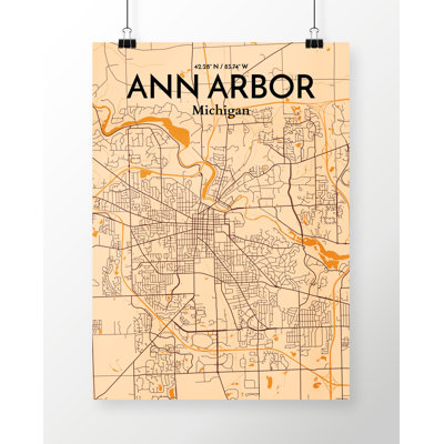 Ann Arbor City Map - No Frame Print