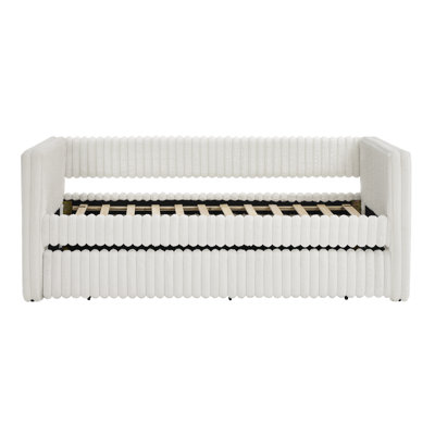 Phillip Modern Upholstered Daybed with Pull-Out Bed & Striped Design by Mercer41
