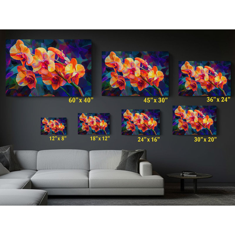 Reproduction d'art, reproduction d'art sur toile, orchidées exotiques, H 12 po x l 18 po