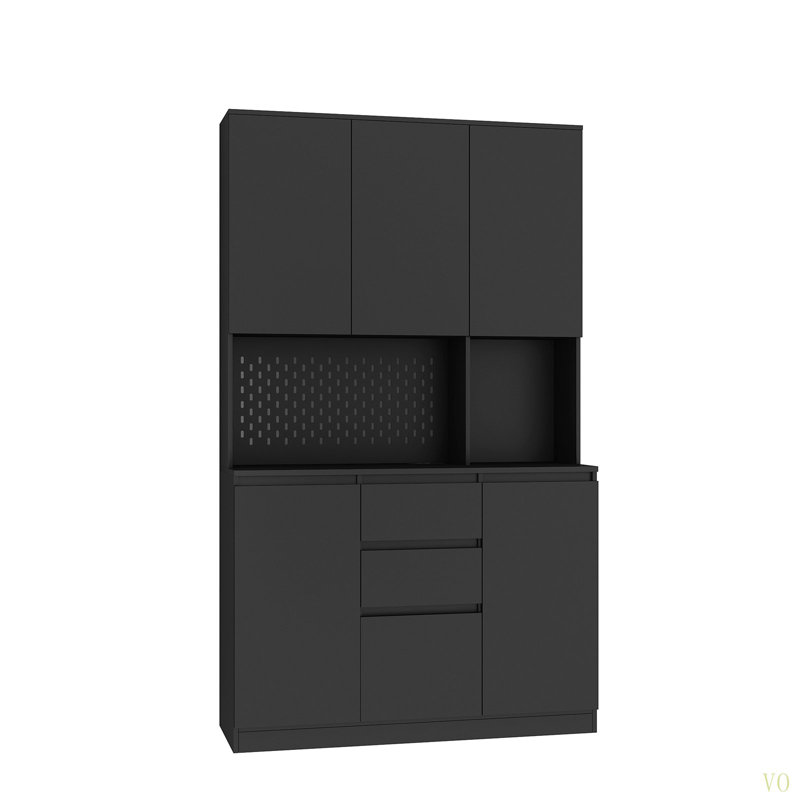 Armoire garde-manger autoportante de 74 po avec 6 portes, 3 tablettes et 2 tiroirs, armoire de cuisine polyvalente, armoire de rangement pour artisanat, rangement pour salle de lavage