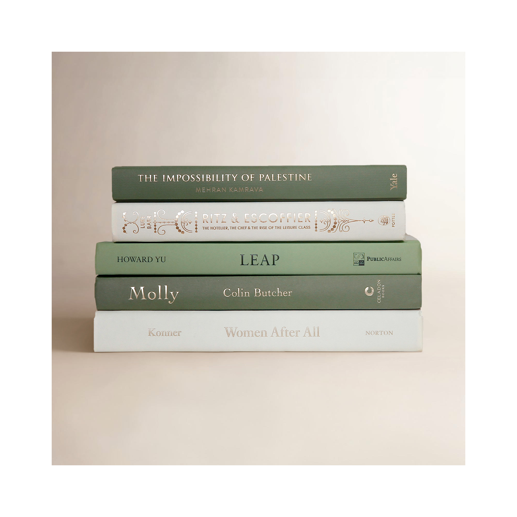 Bindi Decorative Books - Ivy Cream Book Stack - 5 Green Books
