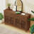 Vintage Sideboard Buffet Cabinet With Hand-Carved Hollow Doors, Distressed Light Wood Finish, 2 Drawers & 4 Doors Storage Cabinet, Metal Handles, 13 Cm Raised Legs For Easy Cleaning, For Living Room-1134112377