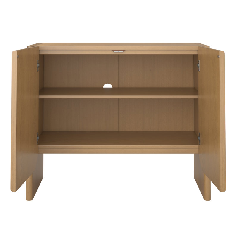 Armoire de rangement arquée pour hall d'entrée, H 32 po x l 38 po x P 17 po, Chêne brut, 1