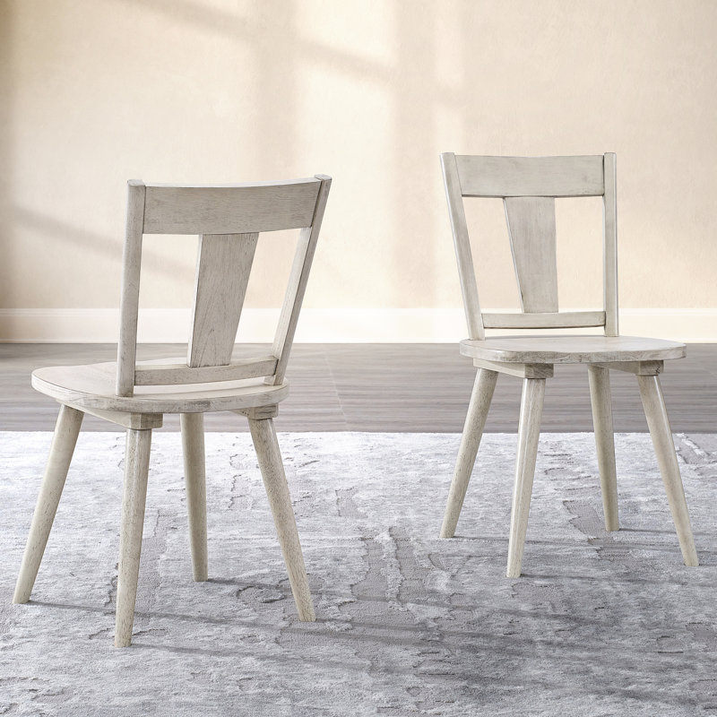 Solid Wood Vintage Inspired Mid Century Farmhouse Dining Chair, White