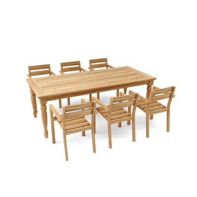 Morones Rectangular Reclaimed Teak 6 Person Indoor Outdoor Dining Set